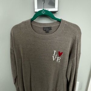 Barefoot Dreams Brown Top and Joggers  with Red Heart